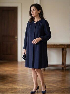 Pianoforte by MaxMara Single-Button Navy Wool Coat